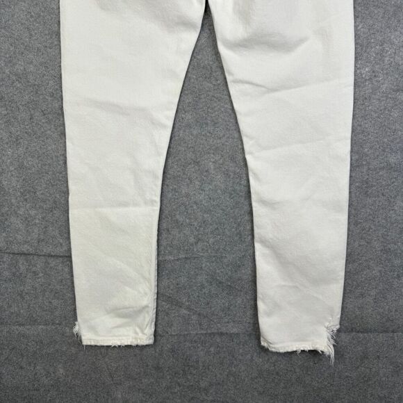 AGOLDE Toni Mid Rise Straight White Destroyed Hem Denim Jeans Size 25 - Picture 13 of 13